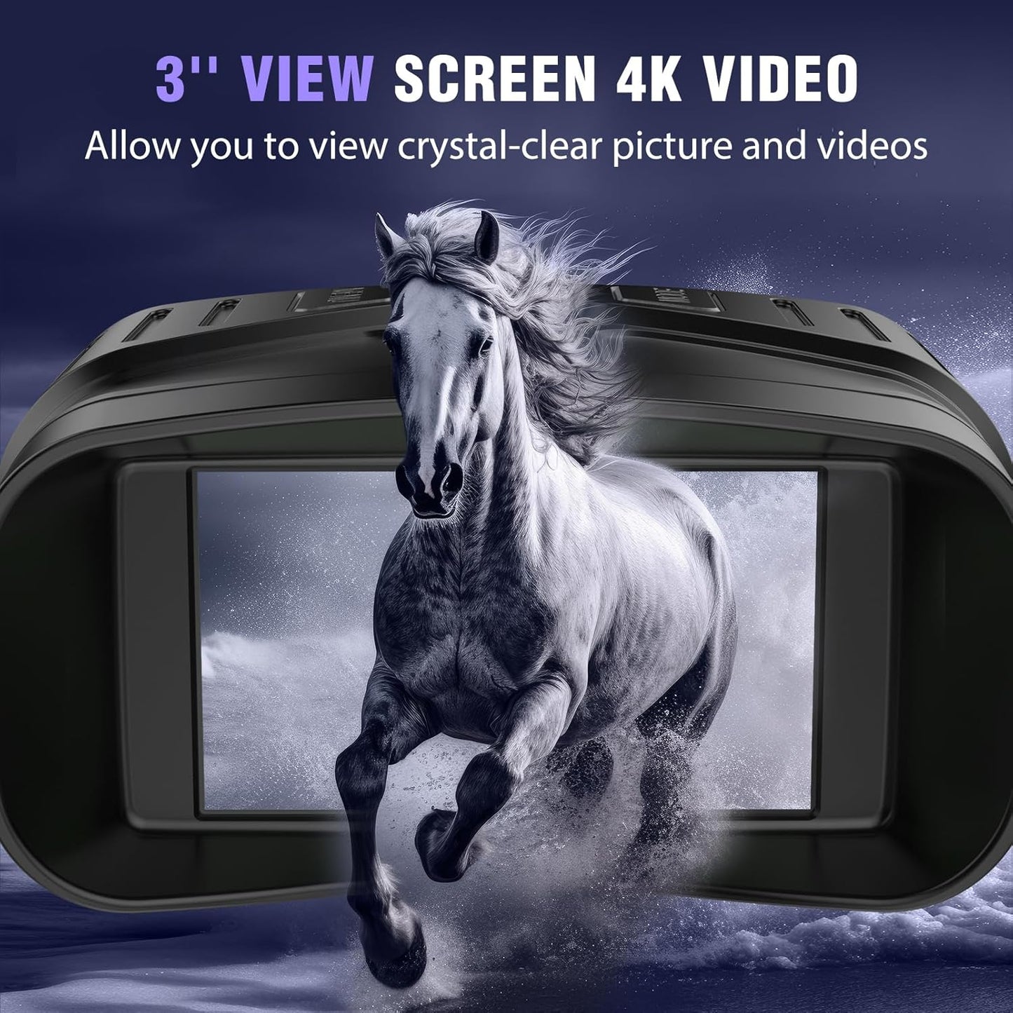 Night Vision Goggles - 4K Night Vision Binoculars, 32GB TF Card can Save Photo and Video, 3'' HD Screen for Camping & Security, Black