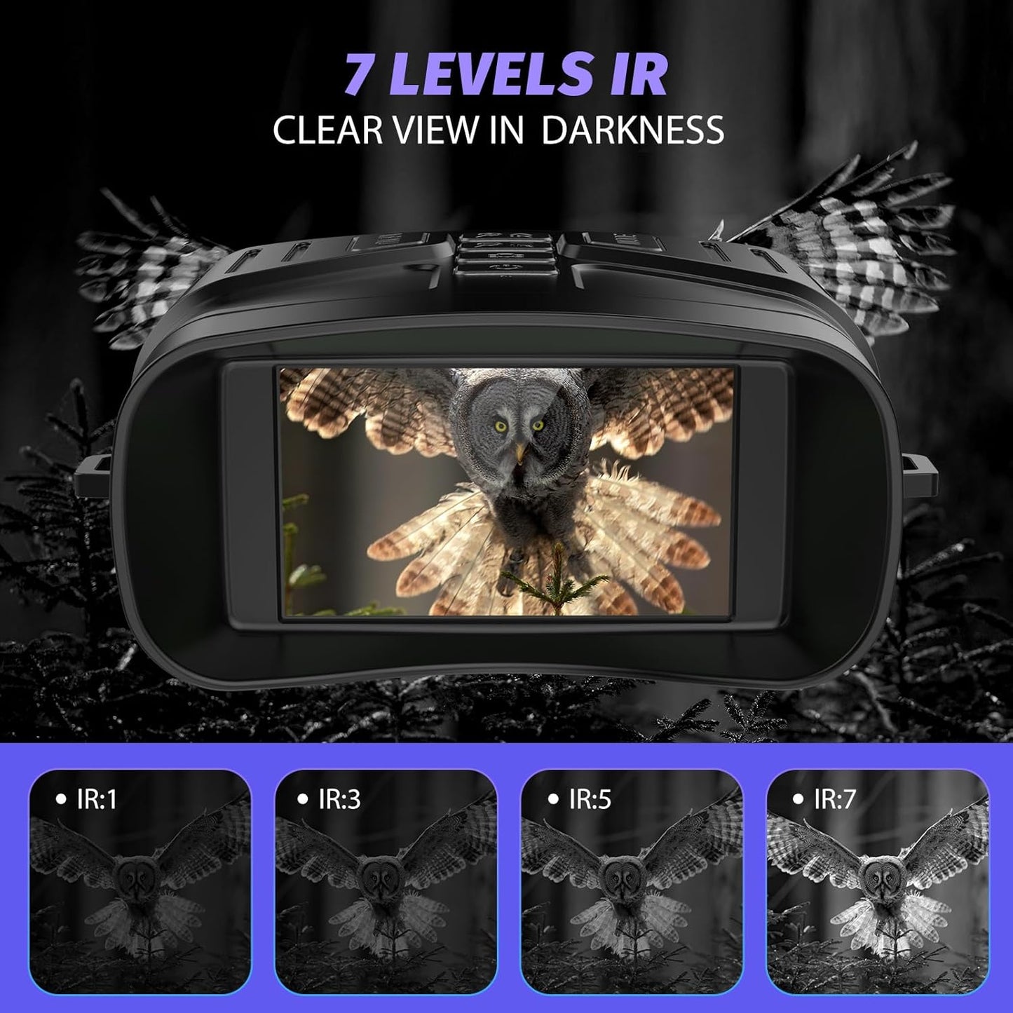 Night Vision Goggles - 4K Night Vision Binoculars, 32GB TF Card can Save Photo and Video, 3'' HD Screen for Camping & Security, Black