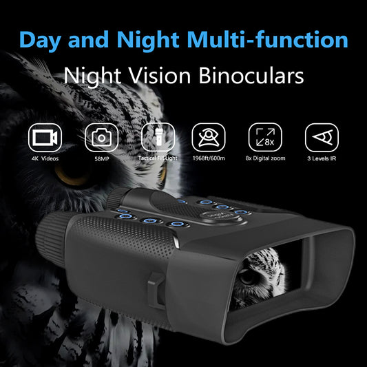 4K Night Vision Goggles– 58MP Photo resolution, 8X Digital Zoom, Rechargeable 5000mAh Battery