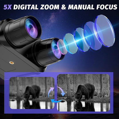 Night Vision Goggles - 4K Night Vision Binoculars, 32GB TF Card can Save Photo and Video, 3'' HD Screen for Camping & Security, Black