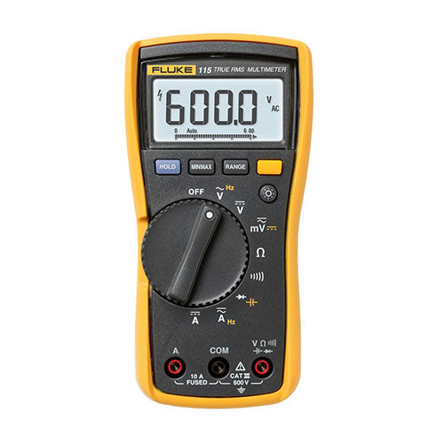 Fluke 115 Digital Multimeter, Measures AC/DC Voltage To 600 V & Current to 10 A